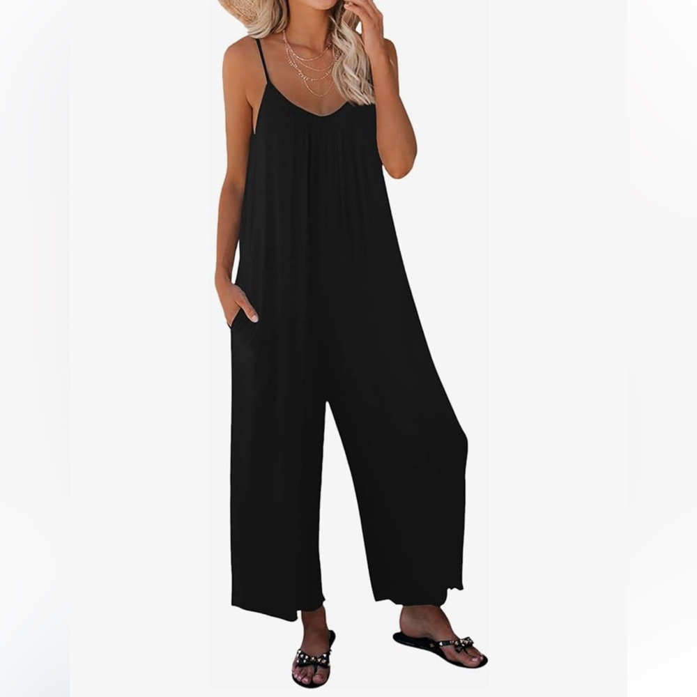 Women's adjustable jumpsuit with pockets medium black